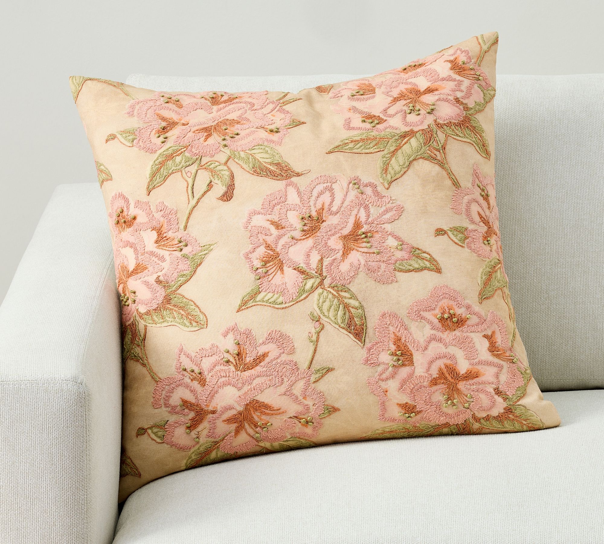 Vintage Islands Floral Embroidered Pillow