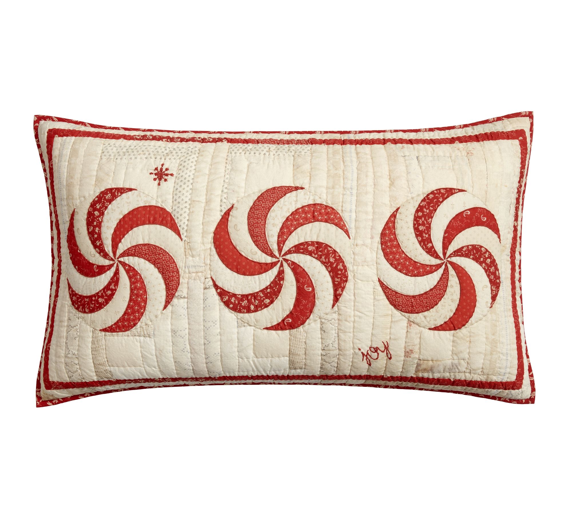 Peppermint Swirls Handcrafted Reversible Quilted Sham