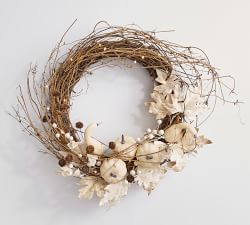 Faux Lit Harvest Pumpkin Wreath