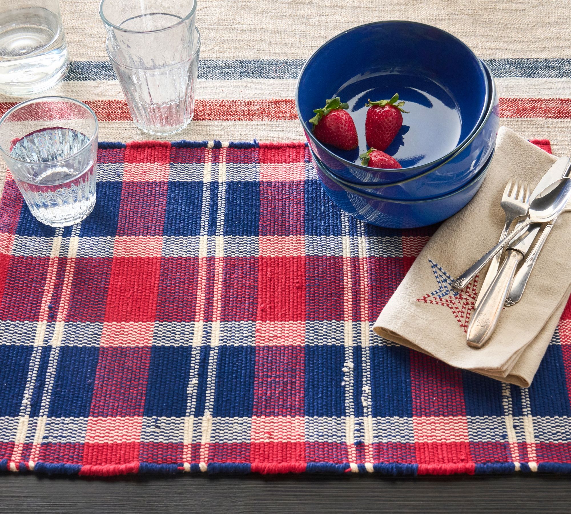 Americana Plaid Cotton Placemats - Set of 4