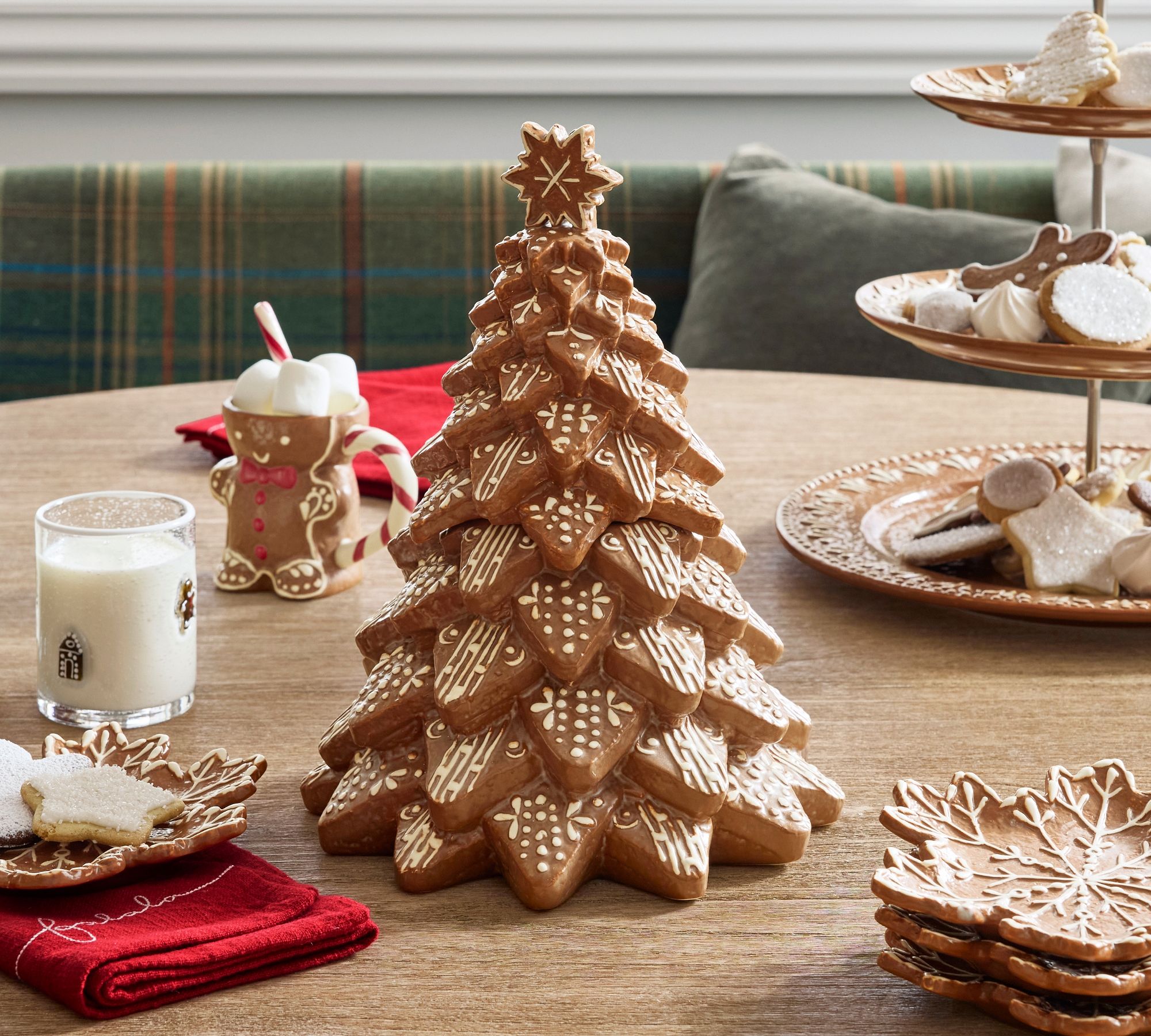 Gingerbread Tree Stoneware Cookie Jar