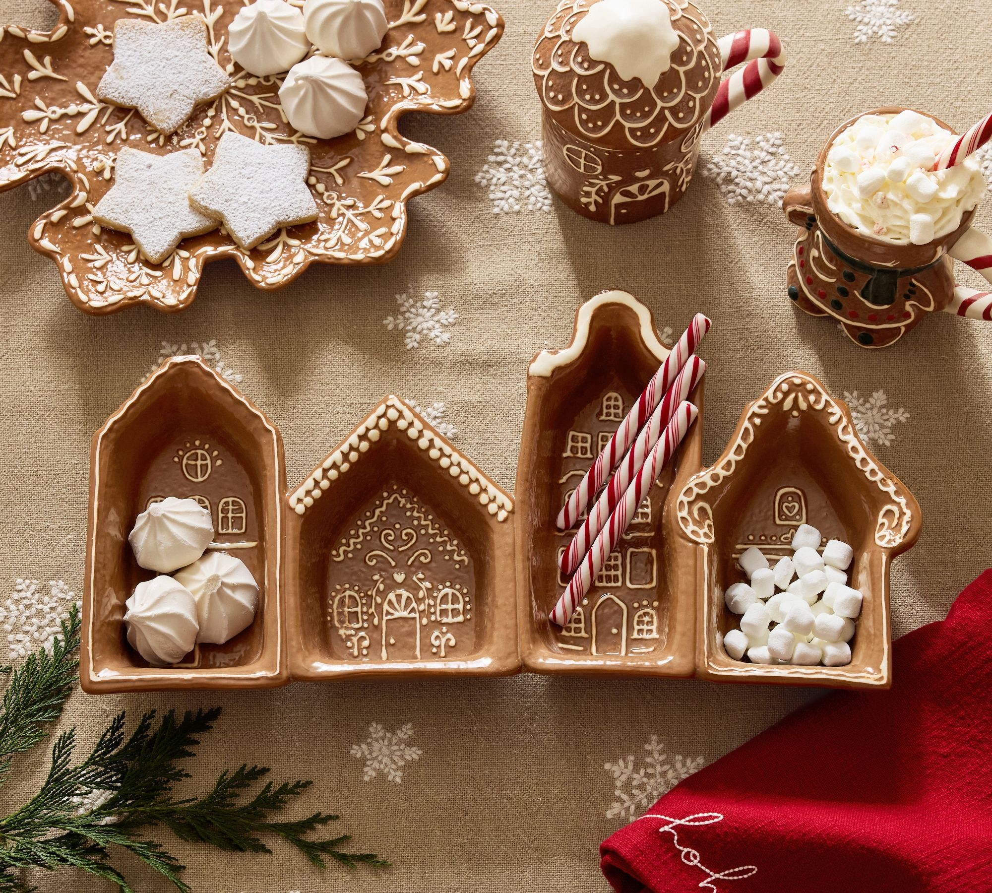 Gingerbread Stoneware Multi Condiment Server