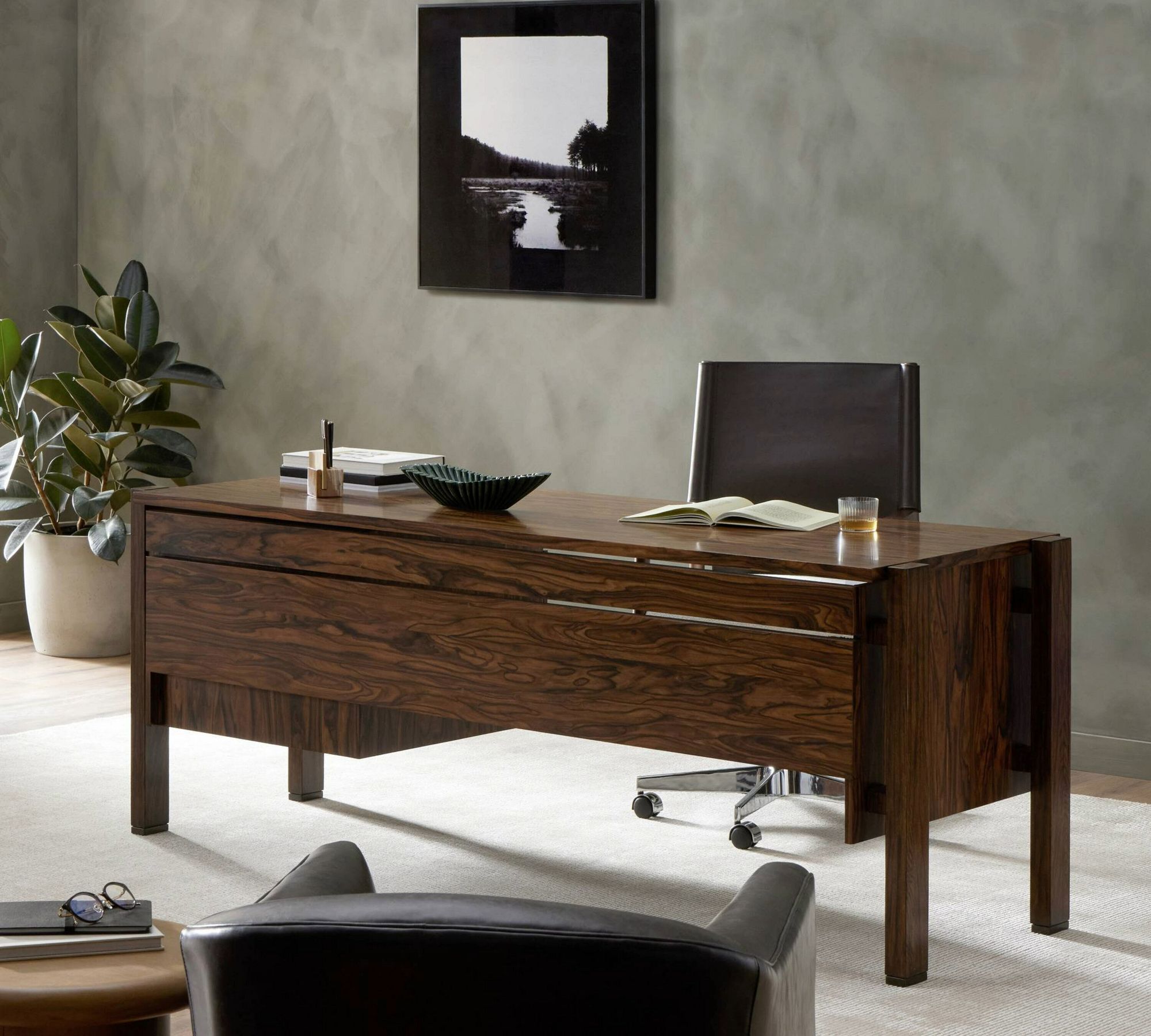 Dakota Writing Desk with Drawers (78.5")