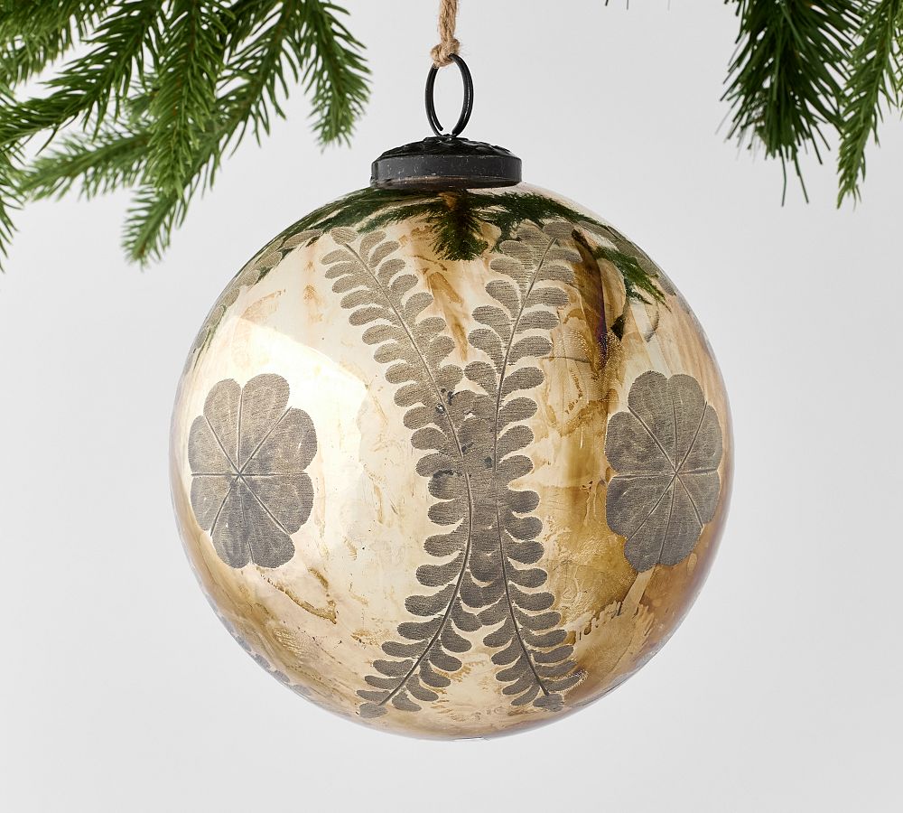 Silver Floral Etched Ornament Pottery Barn