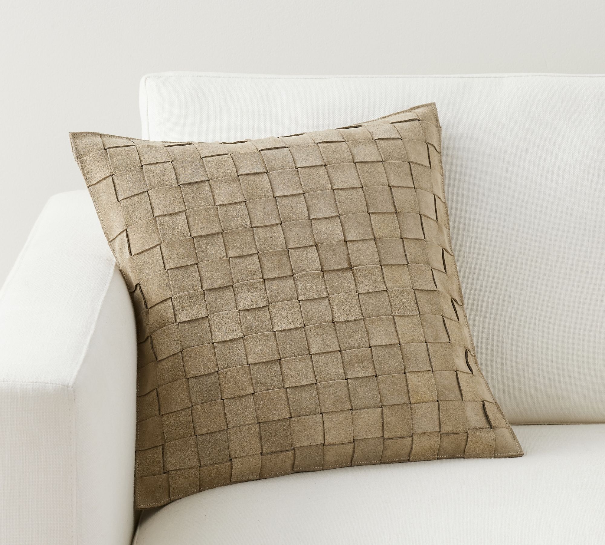 Basketweave Suede Pillow