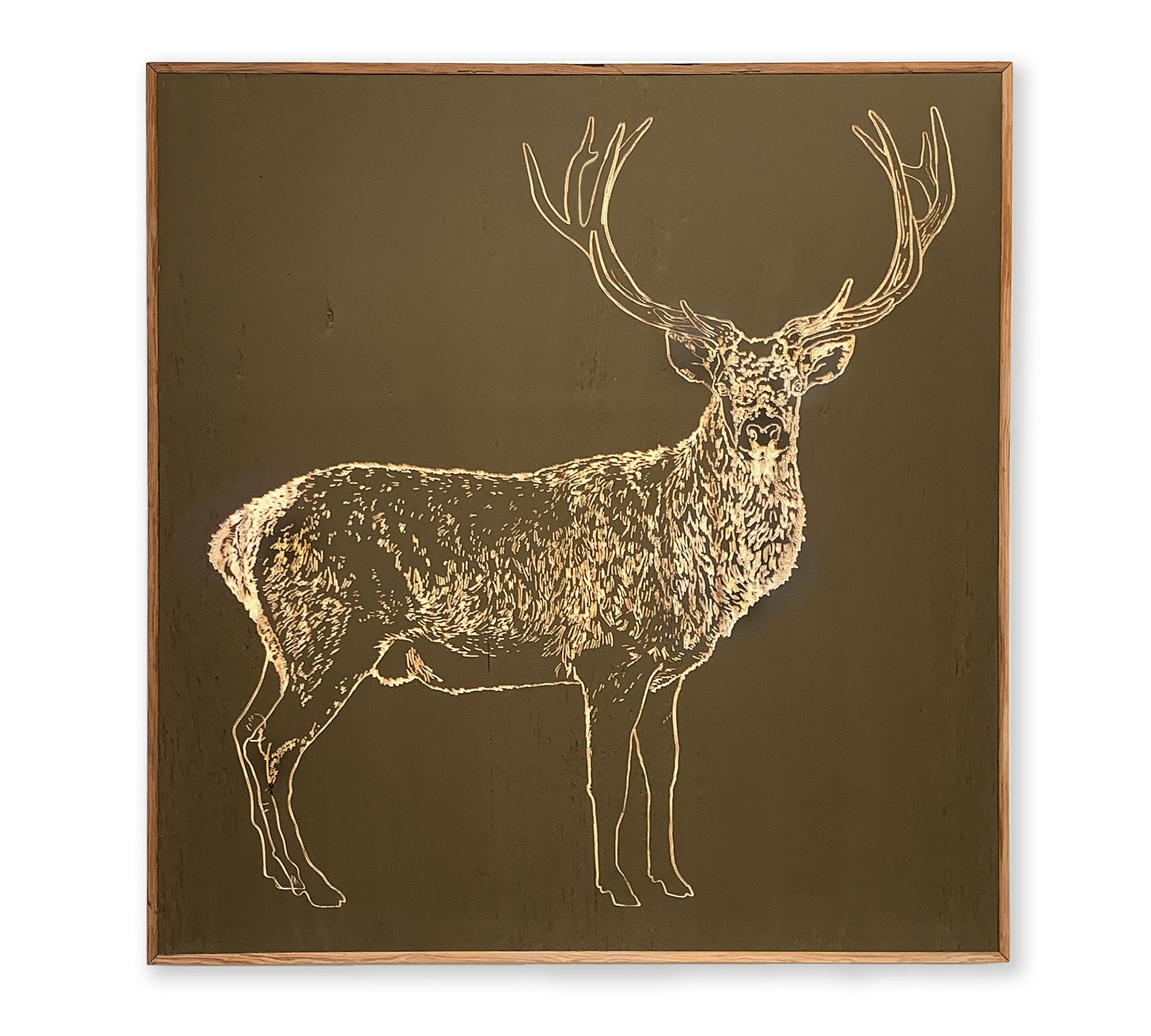 Deer Carved Wood Wall Art