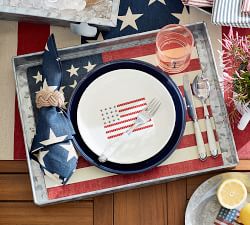 American Flag Stars Linen/Cotton Napkins - Set of 4