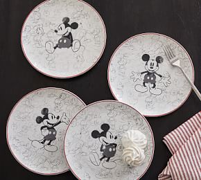 Disney Mickey Mouse Stoneware Salad Plates Set of 4 Pottery Barn