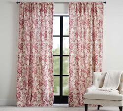 Thea Print Linen Cotton Rod Pocket Curtain