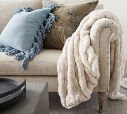 Faux Fur Ruched Throw