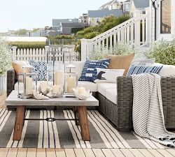 Huntington Wicker 5-Piece Square Arm Outdoor Sectional (99&quot;)