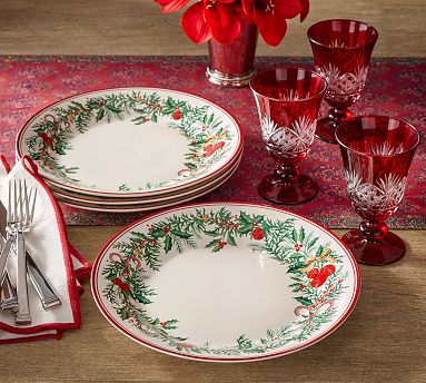 Holiday Classics Garland Dinner Plates Set of 4 Pottery Barn