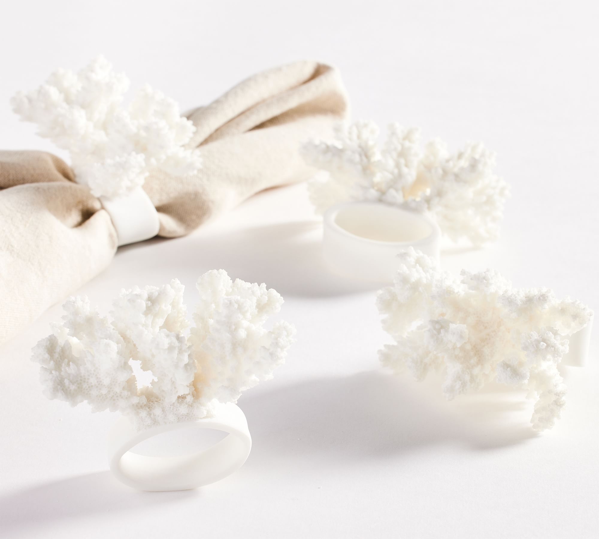 White Coral Napkin Rings - Set of 4