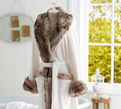 Faux Fur Hooded Bath Robe