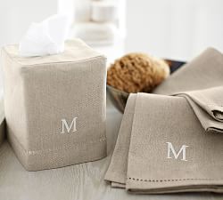 Linen Hemstitch Tissue Box Cover