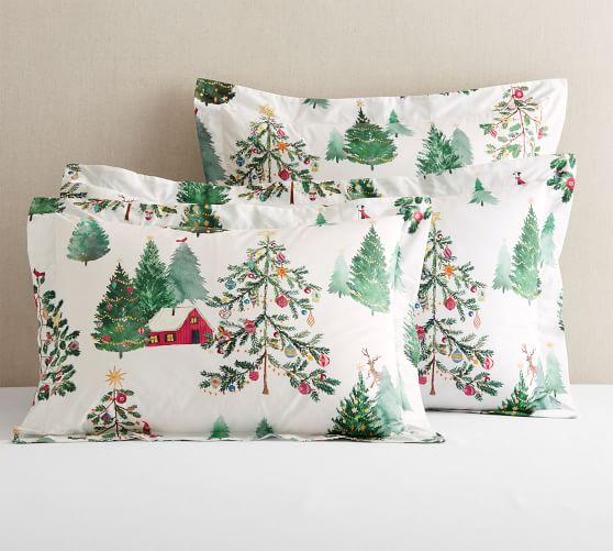 Pottery Barn shops Set 2 Christmas In The Country King Pillowcases Holiday Pair NWT