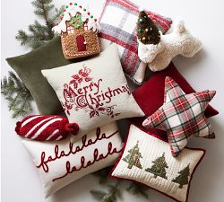 Merry Christmas Embroidered Pillow