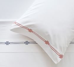 Emilia Embroidered Organic Percale Pillowcases - Set of 2