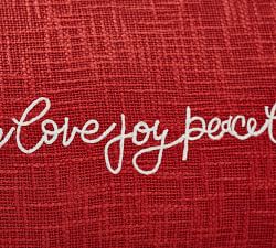 Love Joy Peace Embroidered Lumbar Pillow Cover