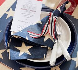 American Flag Stars Linen/Cotton Napkins - Set of 4