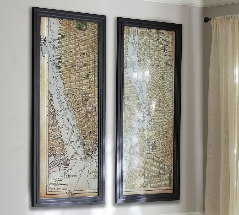 Framed New York City Map Dyptich Wall Art Pottery Barn