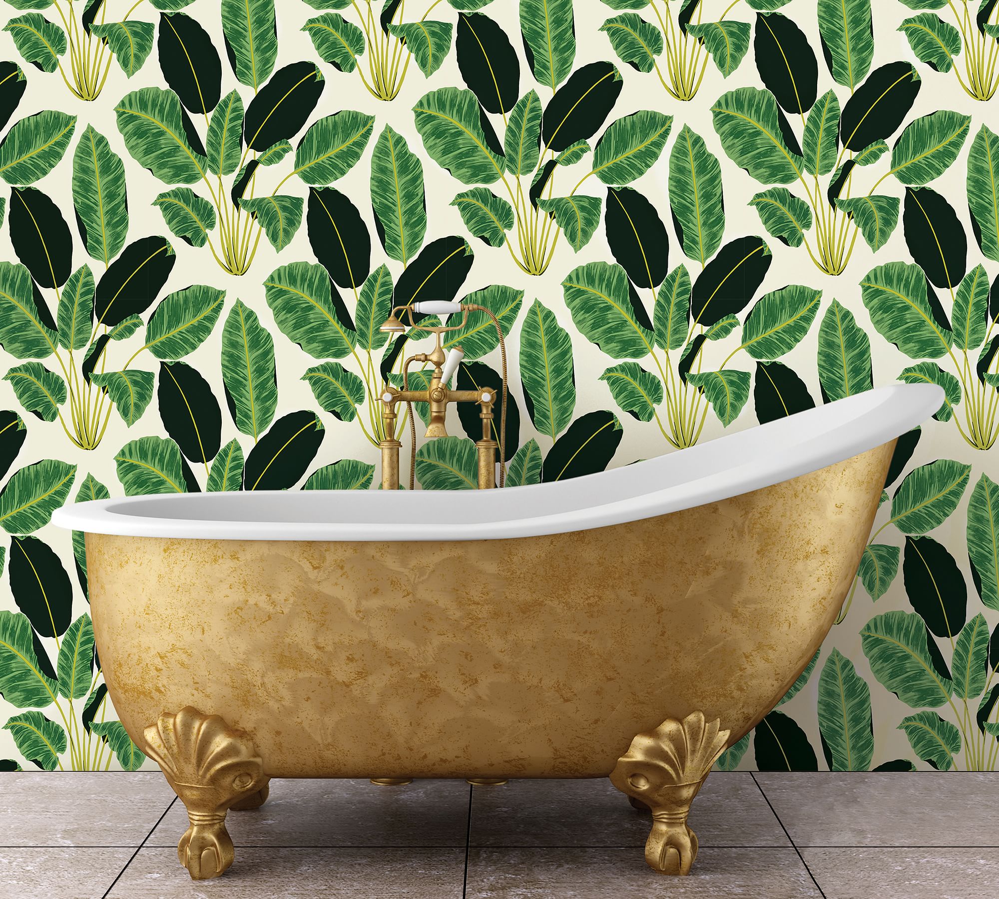 Hojas Cubanas Rich Emerald Removable Wallpaper