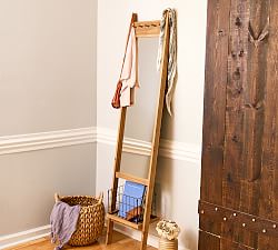 Zora Wooden Floor Mirror with Basket