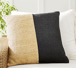 Faux Natural Fiber Pieced Outdoor Pillow