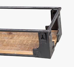 Wooden Floating Shelves with Metal Frames - Set of 2