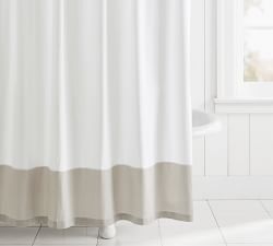 Linwood Border Linen Cotton Shower Curtain | Pottery Barn