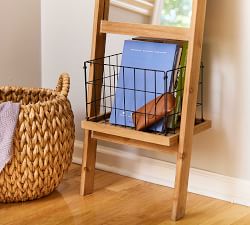 Zora Wooden Floor Mirror with Basket