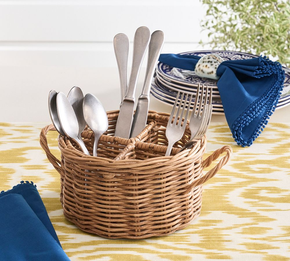 Handwoven Wicker Flatware Caddy Pottery Barn
