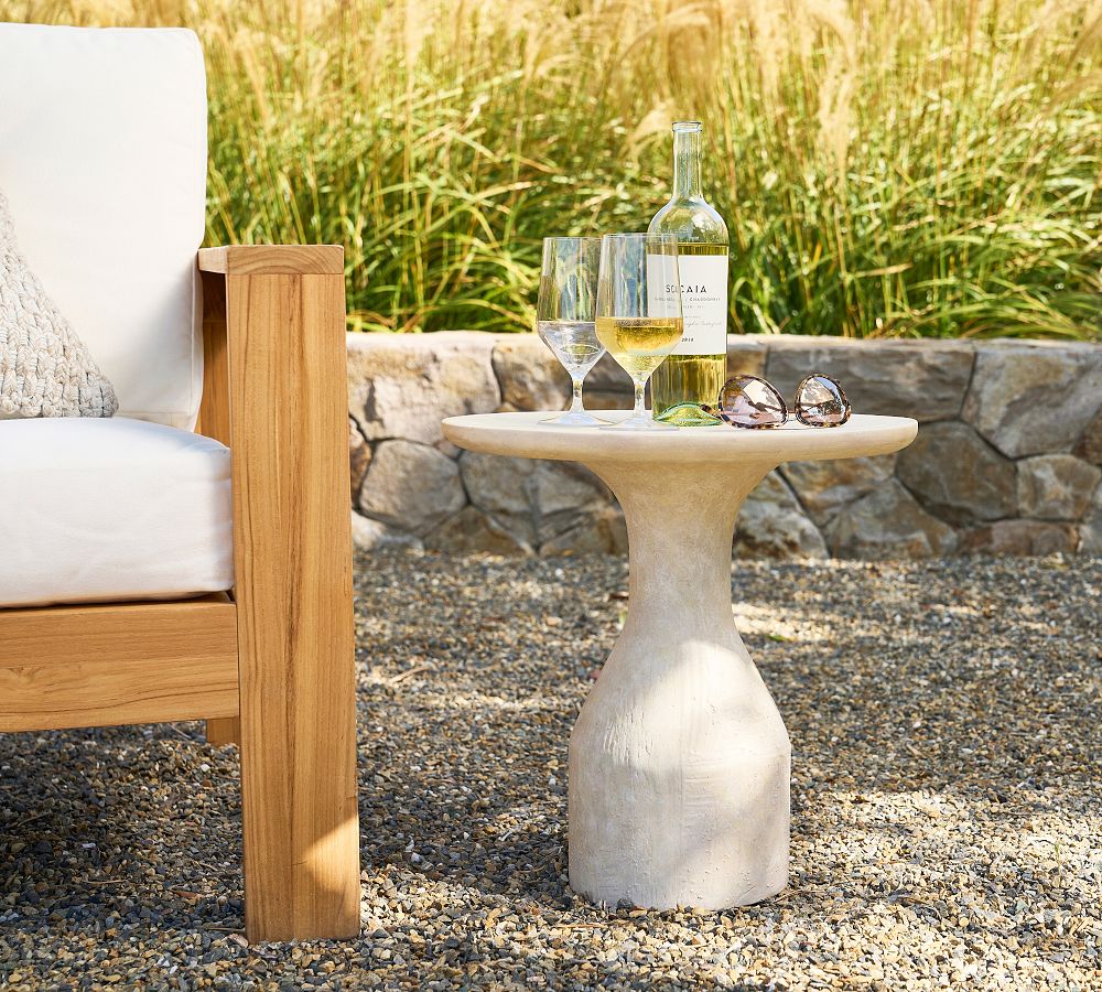 Sienna Stone Outdoor Accent Table Pottery Barn