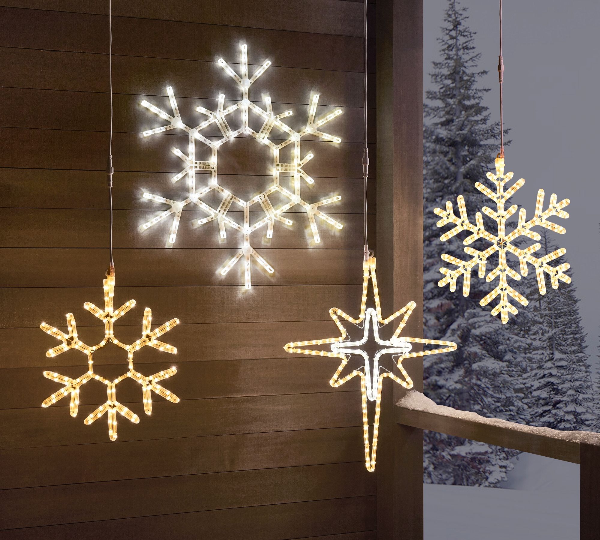 LED Lit Warm White Snowflakes