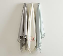 Personalized Hand Knotted Fringe Throw Blanket Pottery Barn