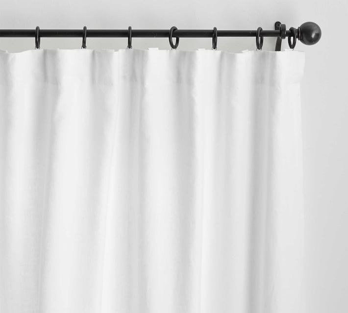 Pottery Barn Belgian Flax Linen Rod Pocket Curtain Cotton lining 50 x 96 white store