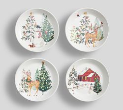 Christmas in the Country Stoneware Salad Plates - Mixed Set of 4