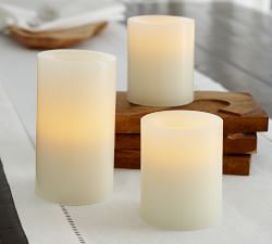 Standard Flameless Wax Pillar Candle - Ivory