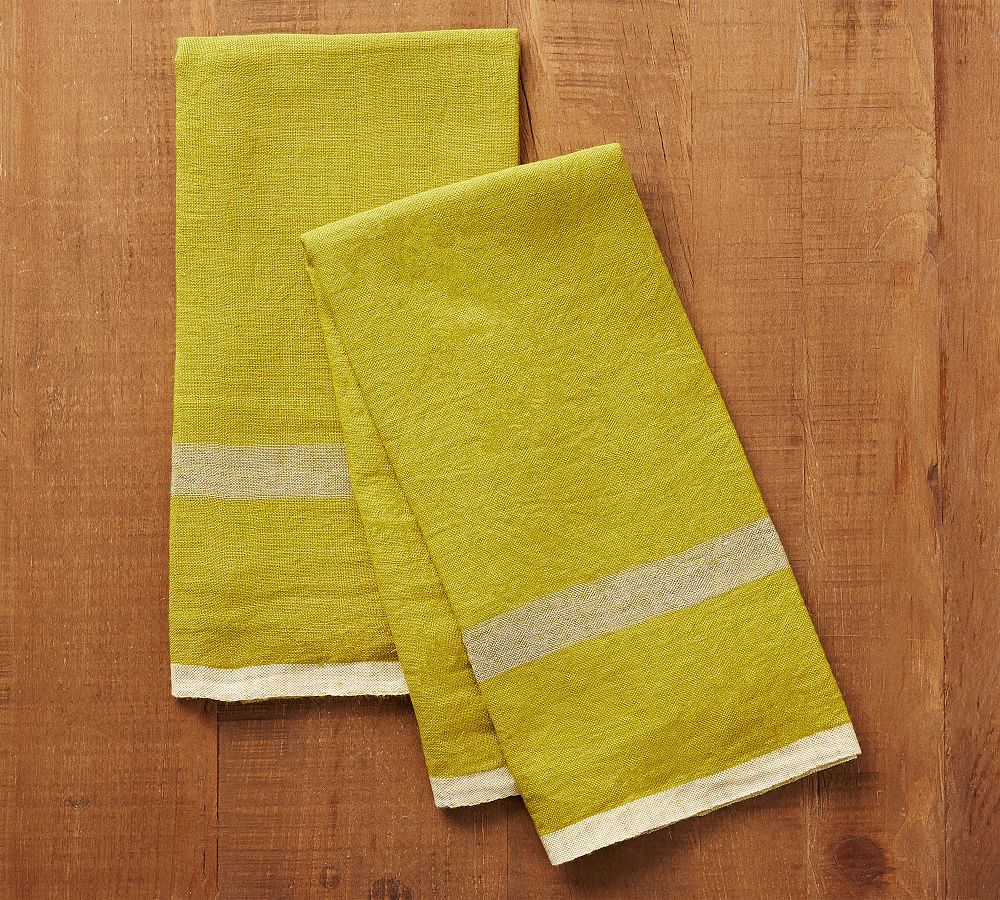 Caravan Laundered Linen Stripe Tea Towel - Set of 2