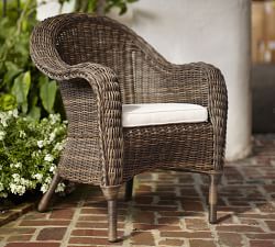 Torrey Wicker Roll Arm Outdoor Dining Chair