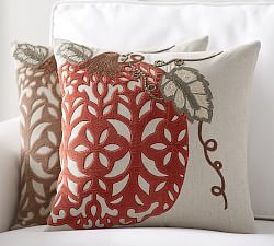 Velvet Pumpkin Applique Pillow Cover