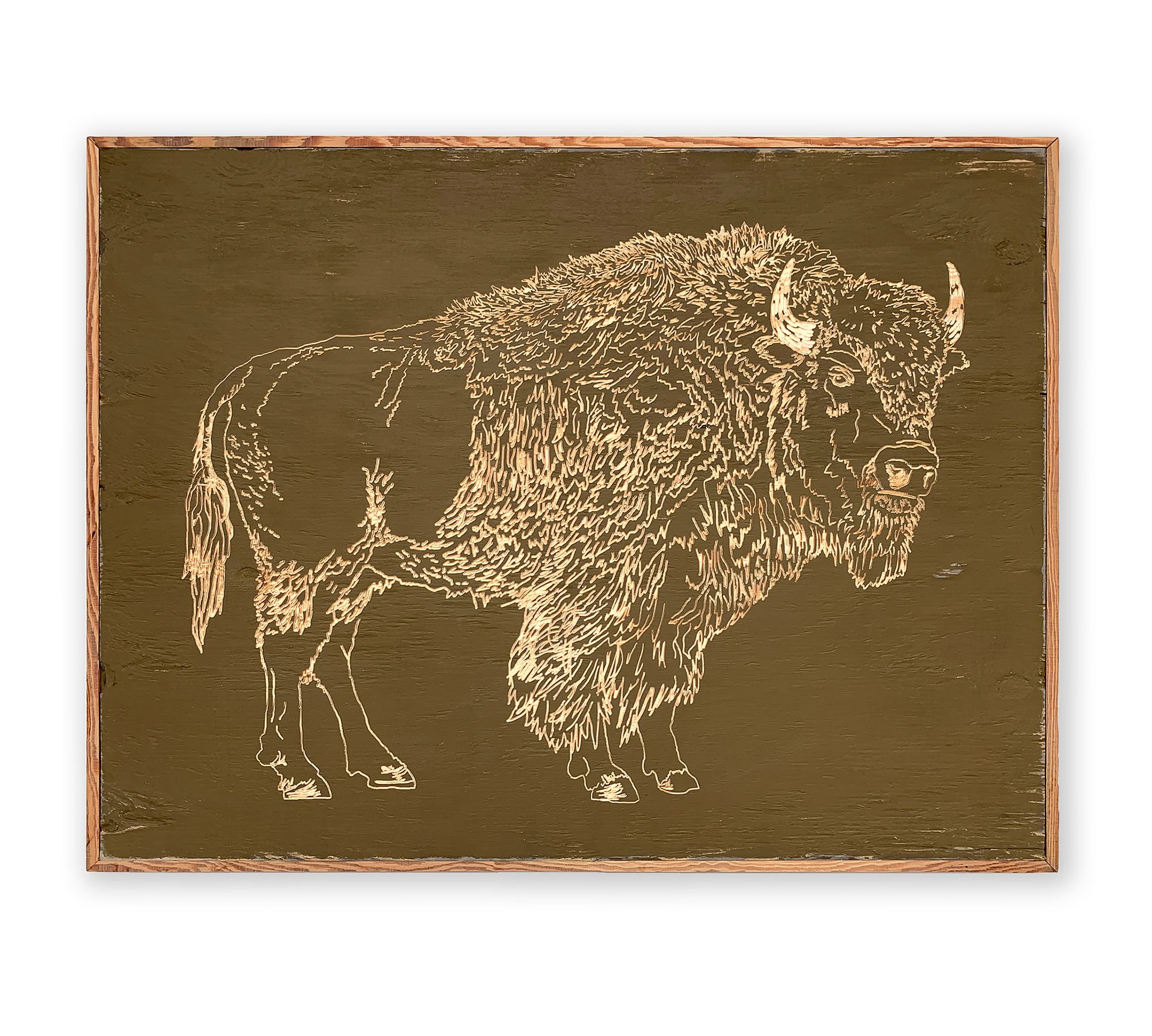 Buffalo Carved Wood Wall Art