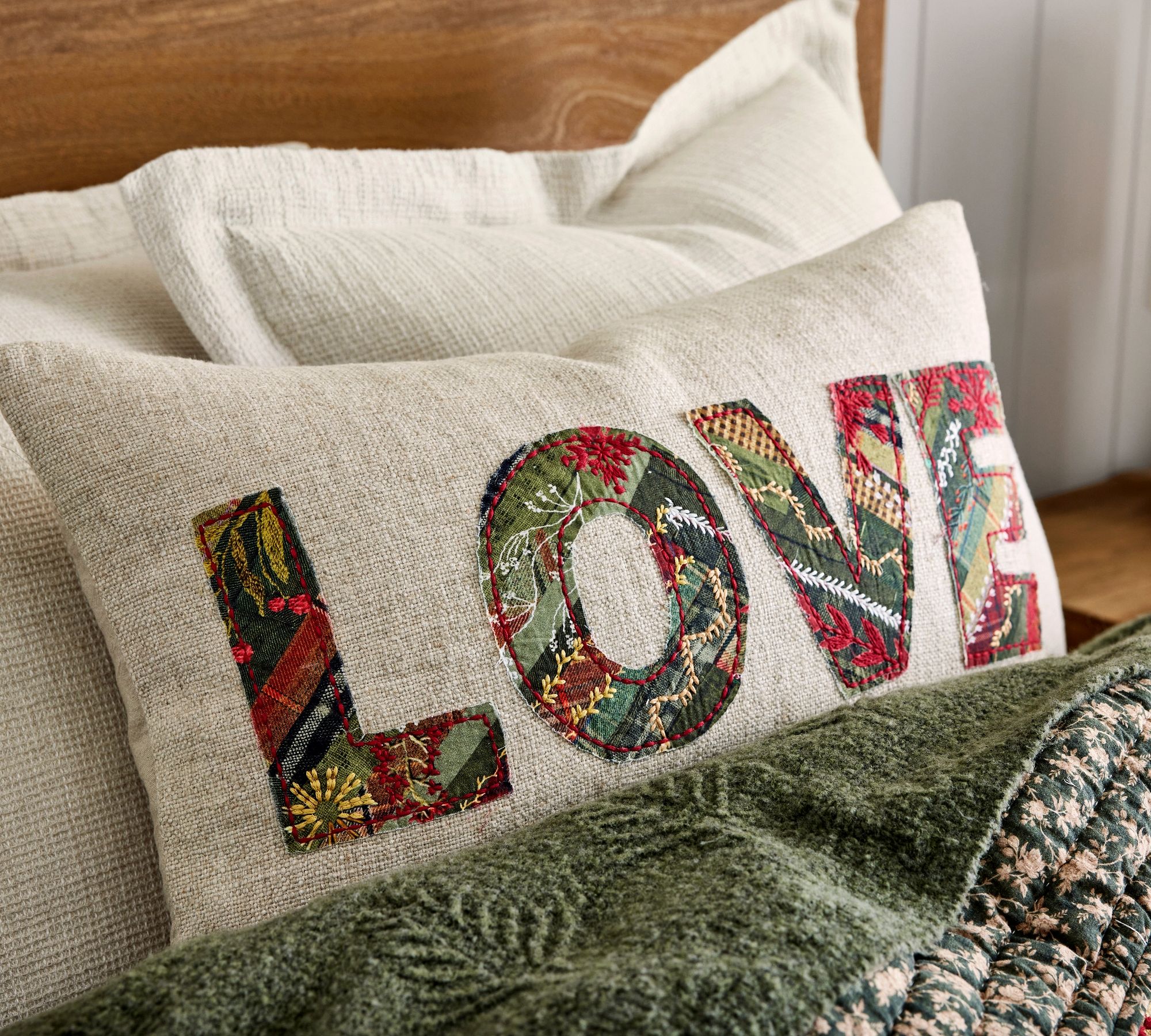 Love Patchwork Lumbar Pillow