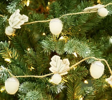 Ivory & Silver Felt Acorn Garland | Pottery Barn