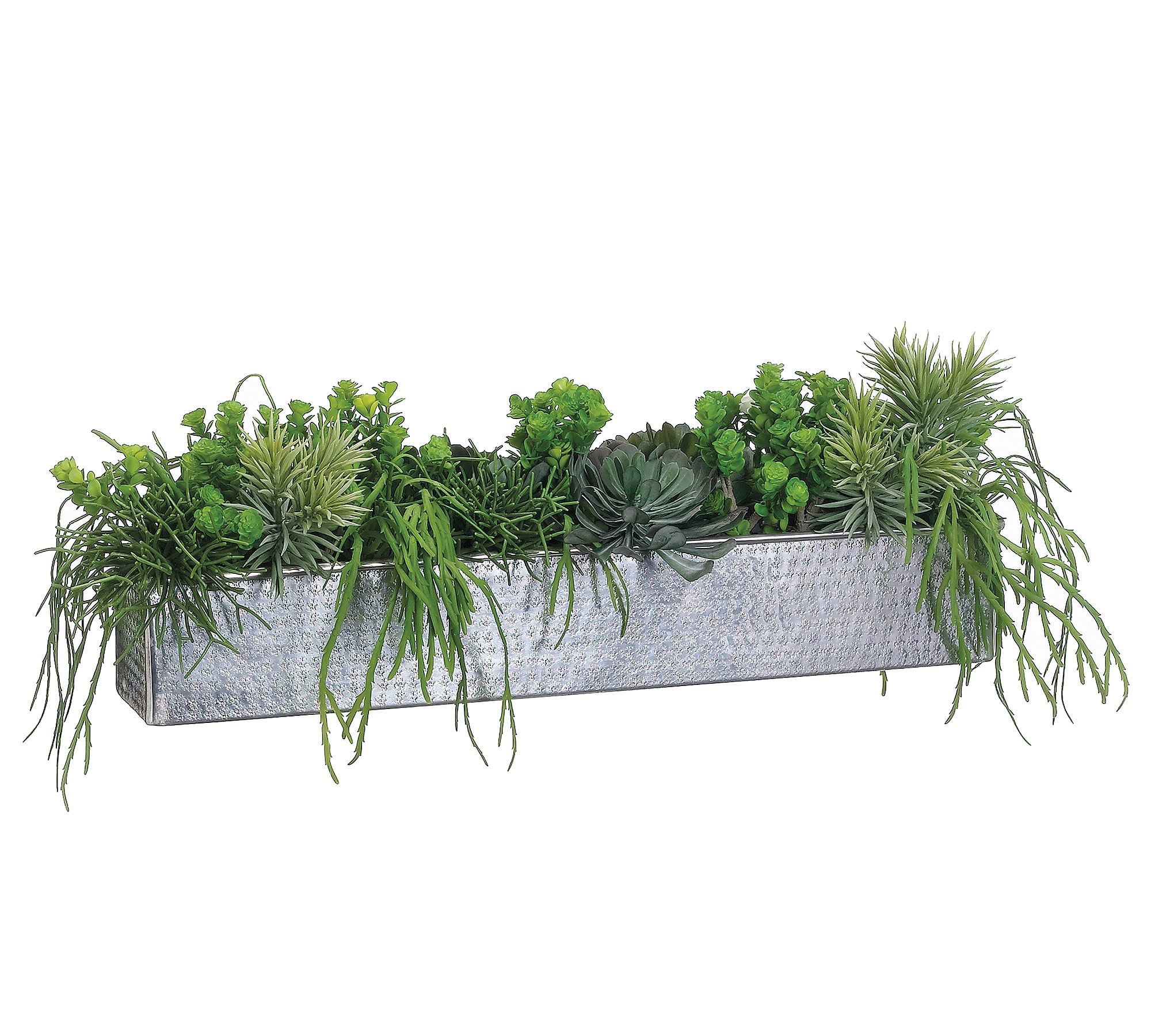 Faux Succulents Mix in Aluminum Planter