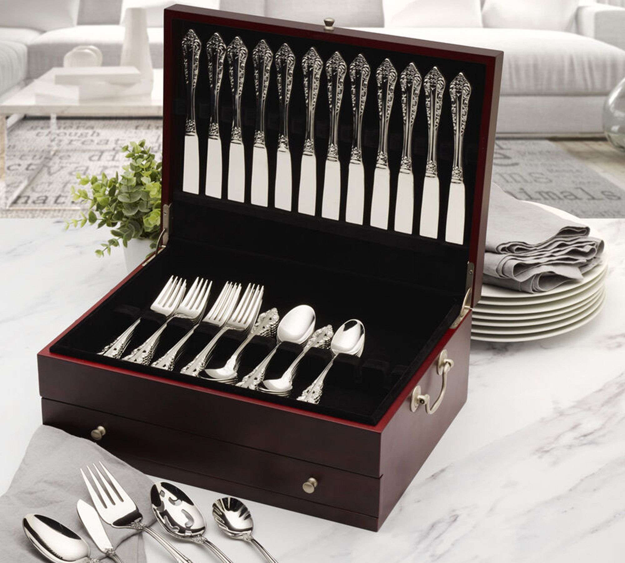 Walnut Flatware Storage Box