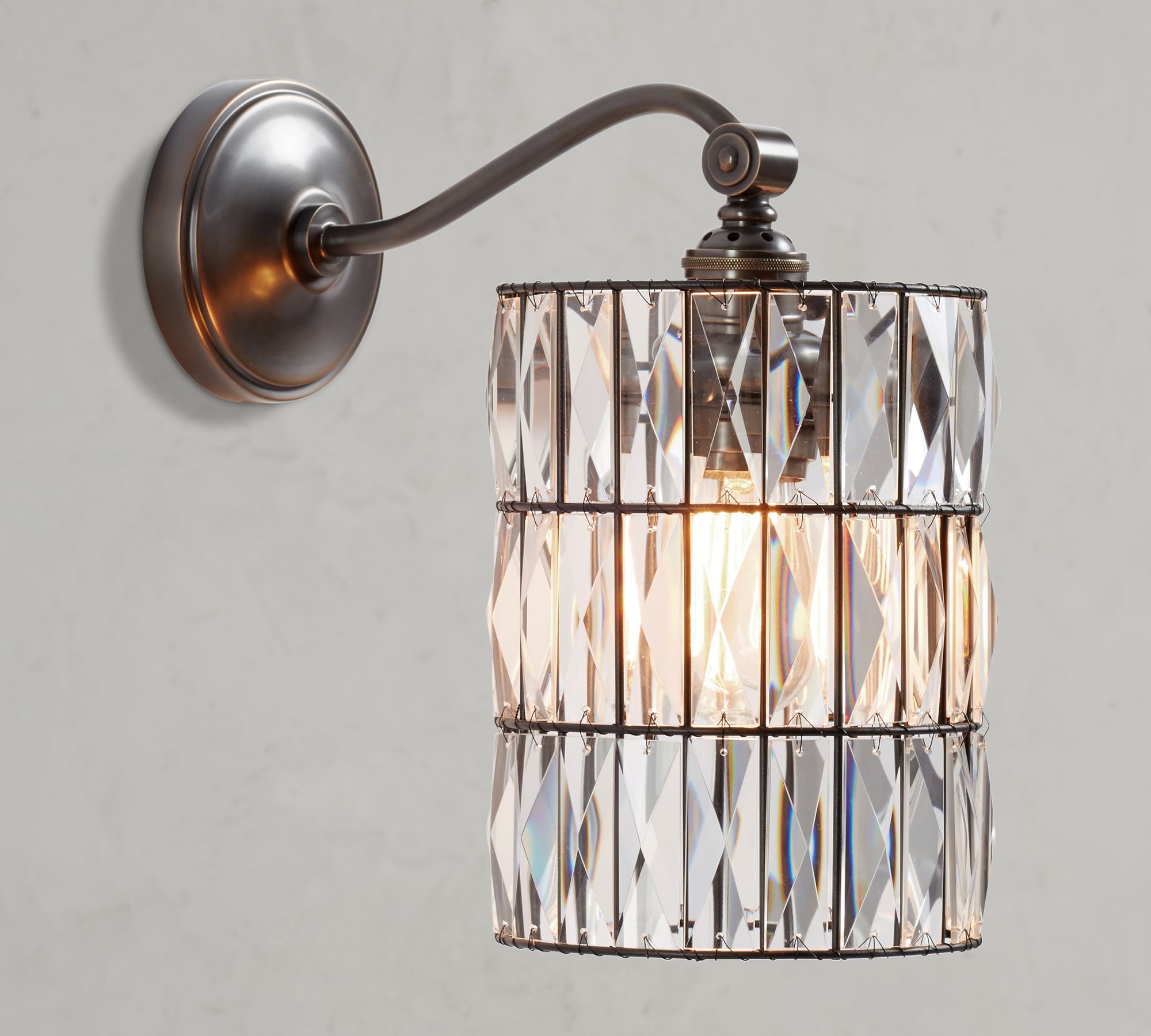 Adeline Crystal Curved Arm Sconce