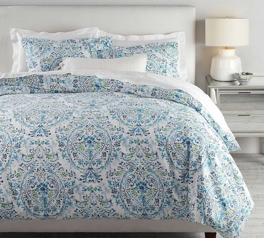 Naomi Paisley Cotton Linen Blend Duvet Cover & Shams Pottery Barn