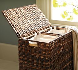 Seagrass Divided Hamper &amp; Liner- Havana