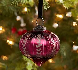 Etched Mercury Glass Ornaments - Red Onion